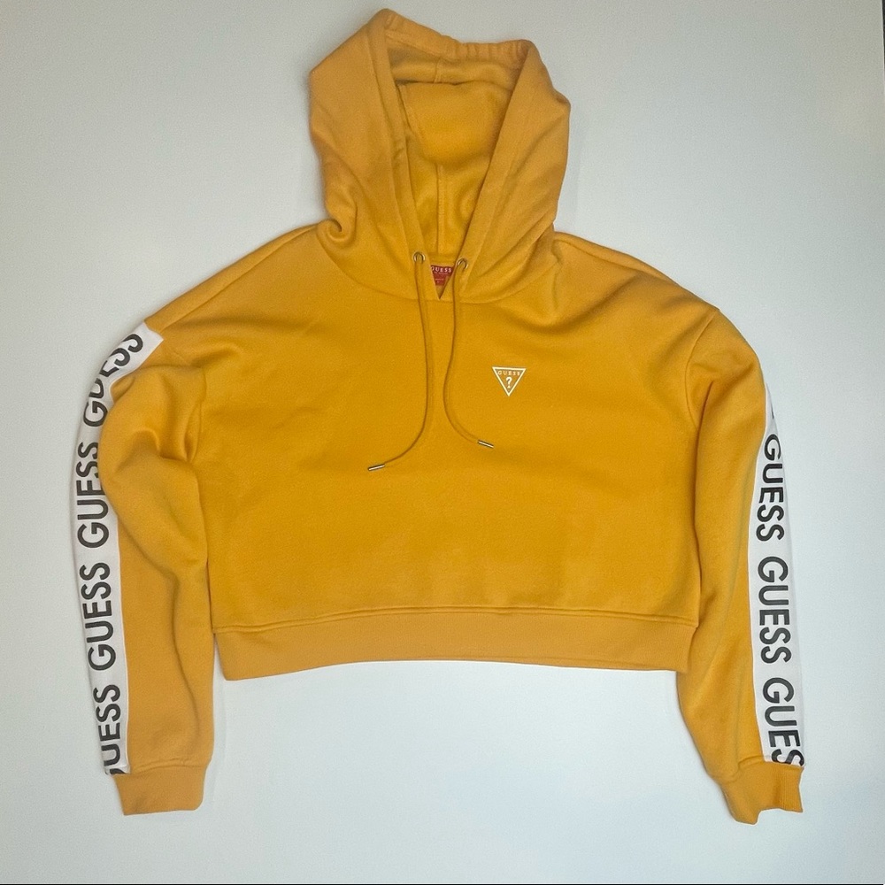 GUESS CROP HOODIE - Size: L - Yellow - New W/out Tags